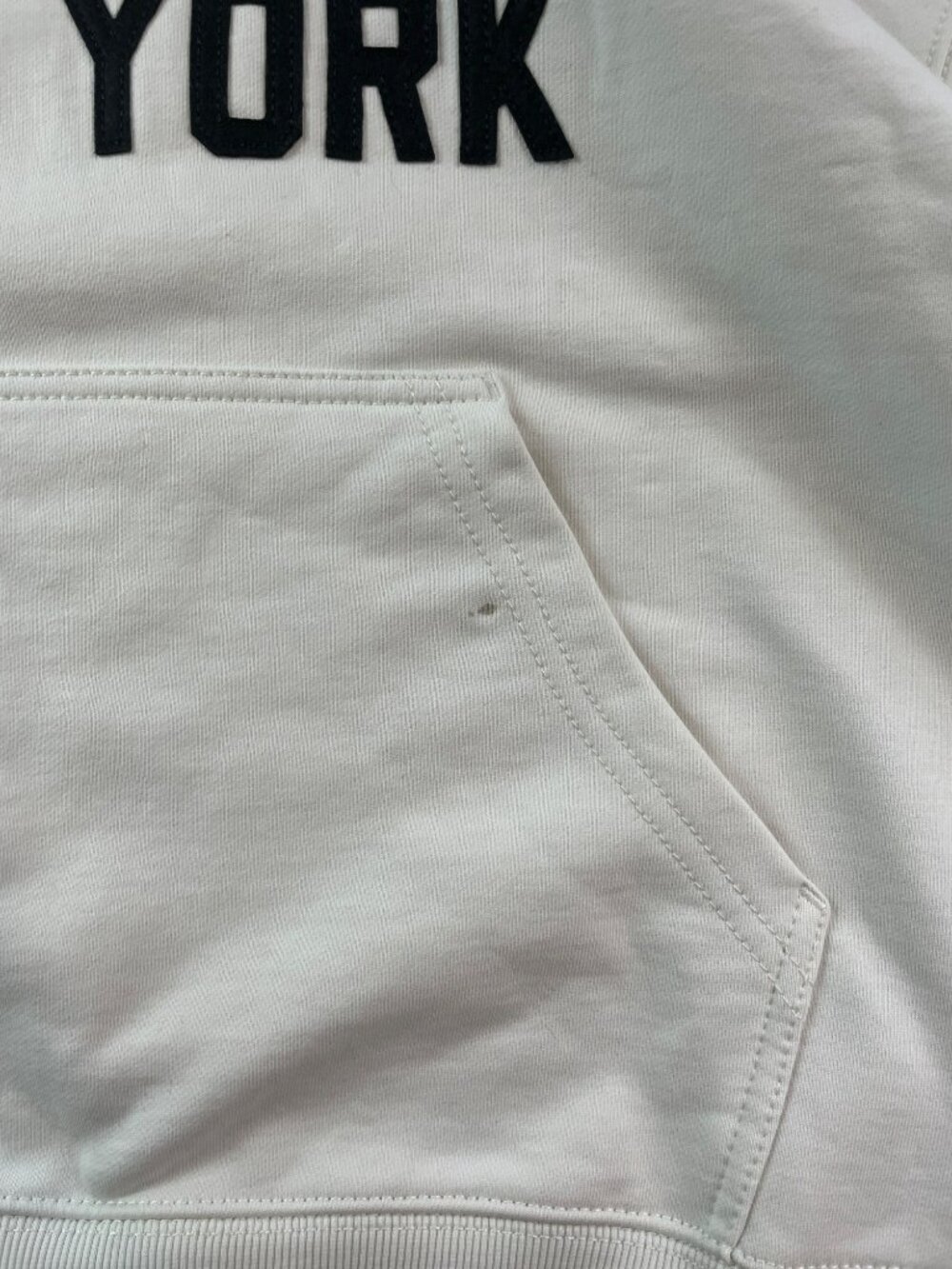 Coach Location Hoodie Cream Logo Embroidery Cotton Unisex Sz XS MSRP$295 DEFECT - Picture 8 of 15
